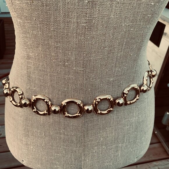 Vintage Gold Metallic Chain Boho Chic Statement Retro Hip Waist Belt - Picture 5 of 11